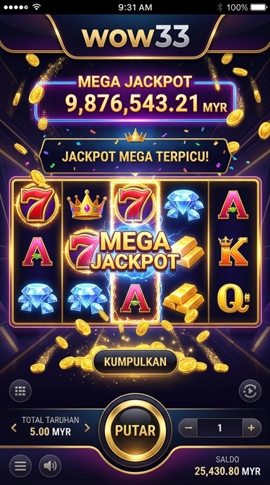 Layar utama wow33 — antarmuka bersih setelah instalasi
